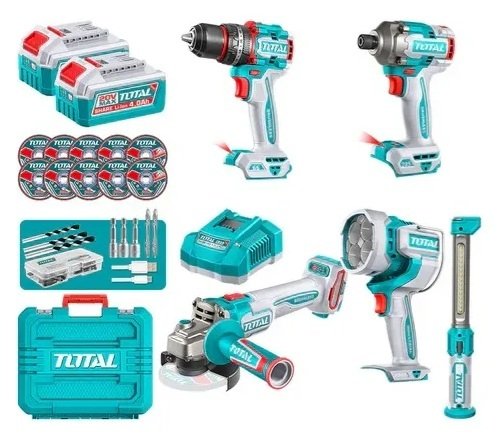 KIT 5 EN 1 TALADRO/AMOLADORA/ATORNILLADOR/LINTERNA TOTAL